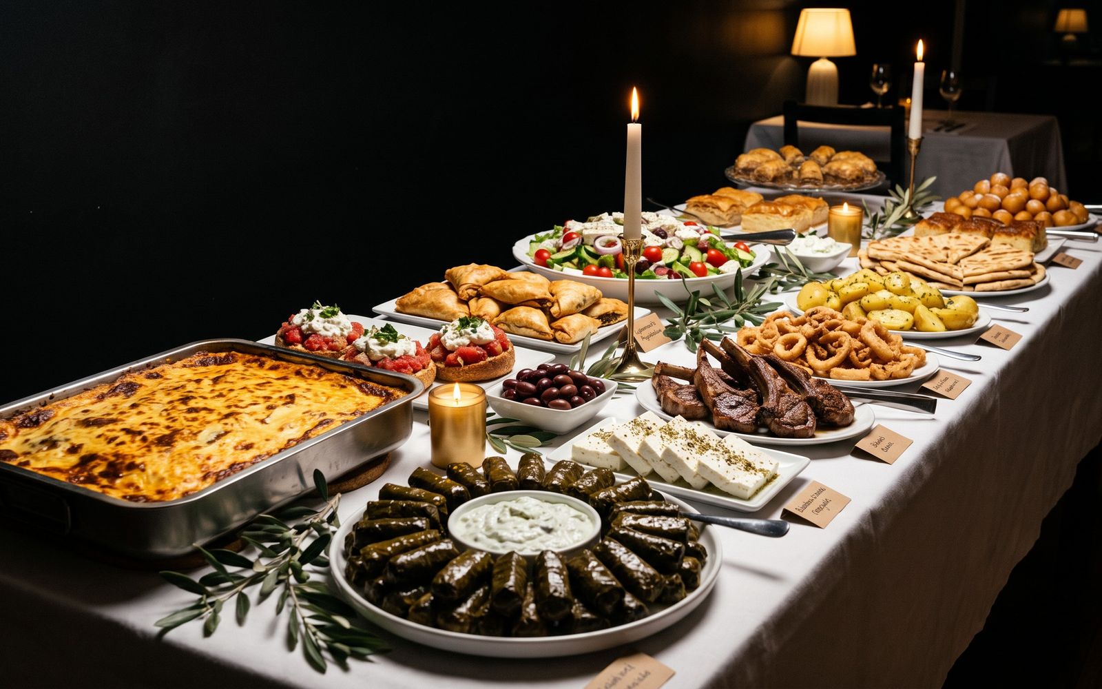 Buffet de spécialités grecques salées et sucrées au restaurant Knossos de Tubize